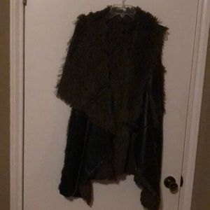 Leather & faux fur vest
